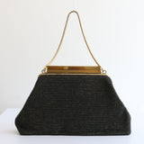 "Black & Gold" Vintage 1950's Whiting & Davis Black & Gold Mesh Handbag