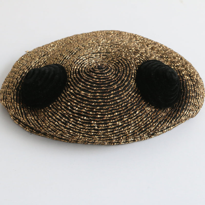 "Madame Dumoulin" Vintage 1930's French Gold Metal & Velvet Hat