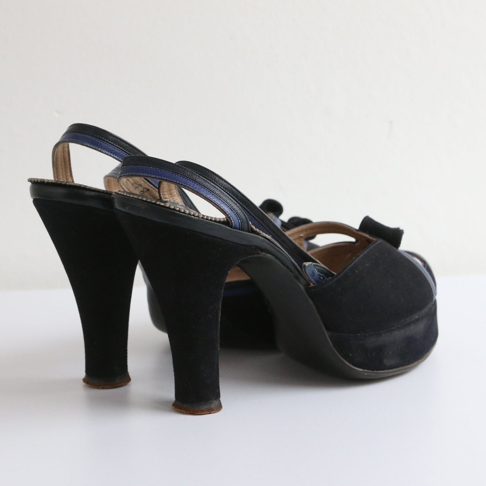 Navy suede peep toe shoes online