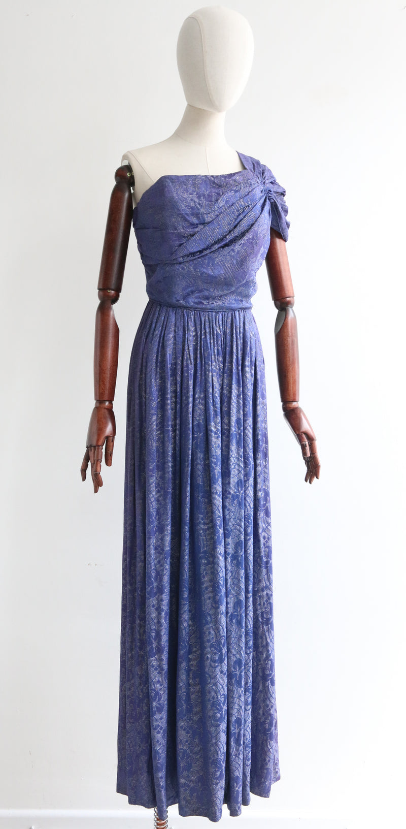 "Midnight Lamé" Vintage 1930's Midnight Blue Silk Lamé Evening Gown UK 8 US 4
