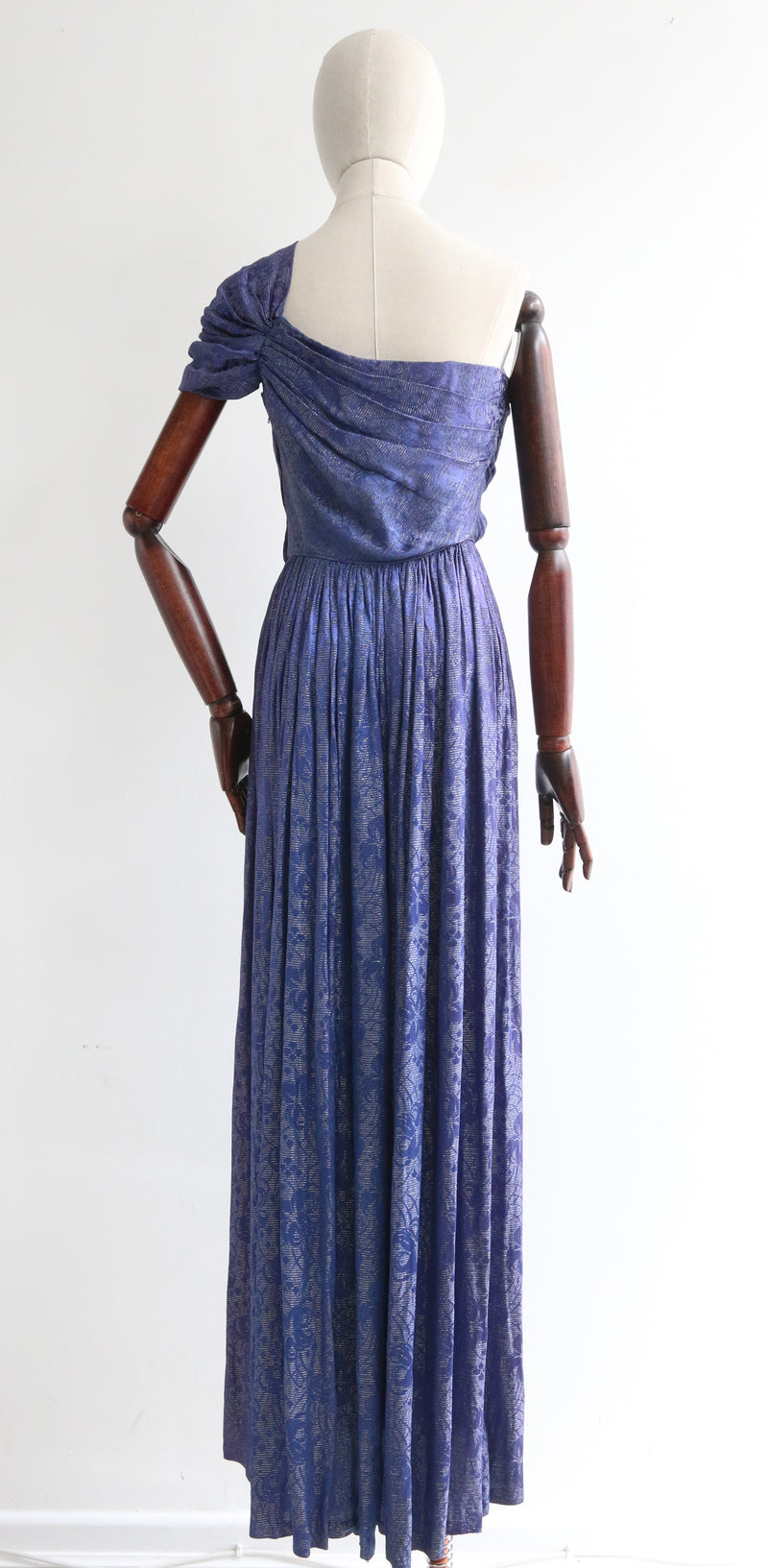 "Midnight Lamé" Vintage 1930's Midnight Blue Silk Lamé Evening Gown UK 8 US 4