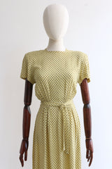 "Polkadots & Rhinestones" Vintage 1940's Polkadot Rhinestone Embellished Dress UK 6 US 2