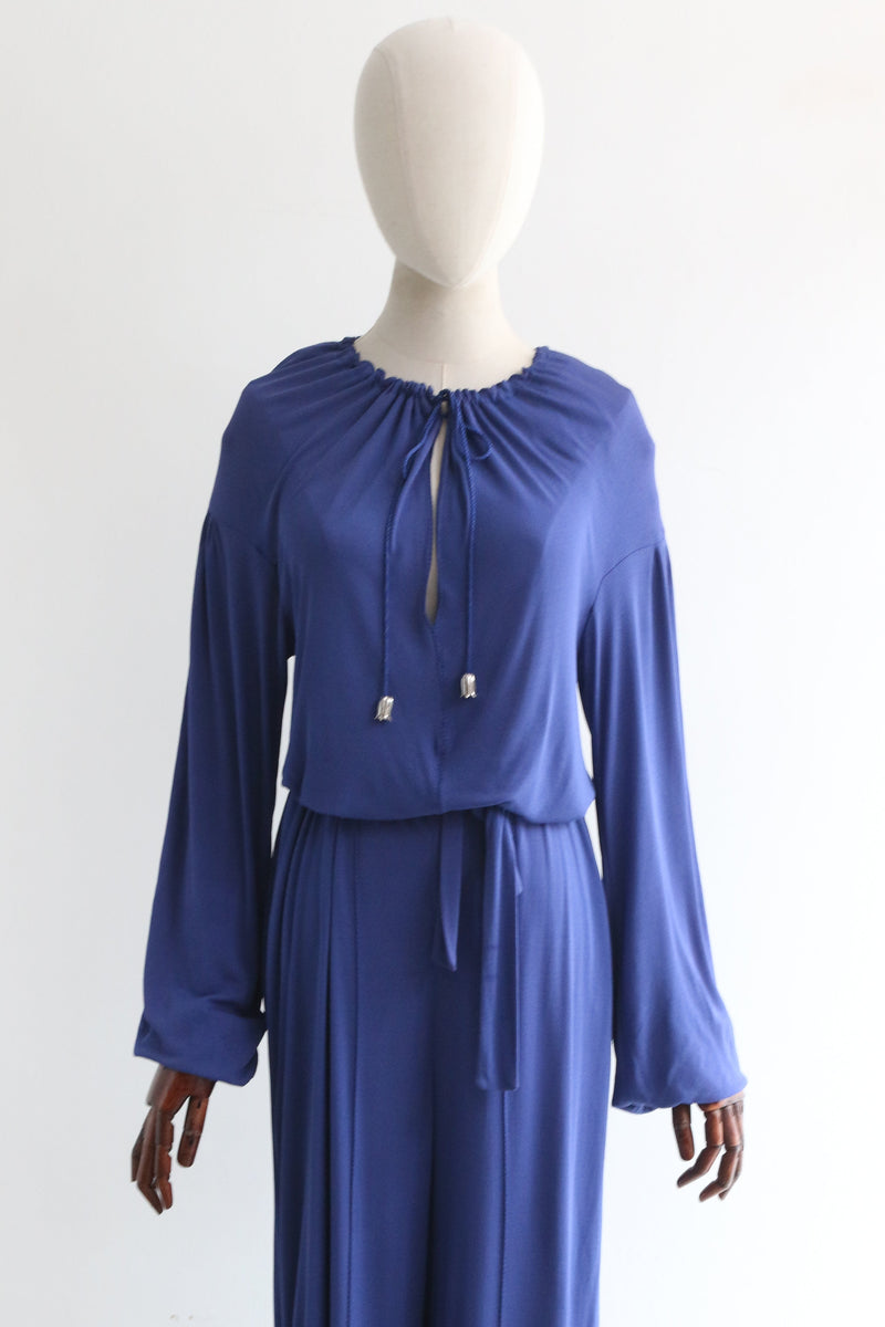 "Tulip Pendants" Vintage Late 1970's Bruce Oldfield Jumpsuit UK 12-14 US 8-10