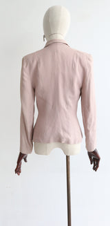 "Pink & Grey Dogtooth" Vintage 1940's Pink & Grey Dogtooth Silk Jacket UK 10 US 6