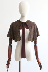 "Lamé Soutache & Beadwork" Vintage 1930's Crepe Silk Beaded Cape