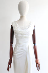 "Draped & Pleated Sequins" Vintage 1950's Draped & Pleated Dress  UK 10-12 US 6-8