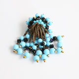 "Cascading Beads" Vintage 1960's Turquoise & Gold Waterfall Brooch