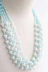 "White Glass Tulips" Vintage 1940's Glass Multi-Strand Necklace