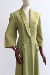 "Entwined Pockets" Vintage 1960's Green Wool Coat UK 12 US 8