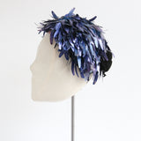 "Iridescent Feathers" Vintage 1940's Sequin & Velvet Percher Hat