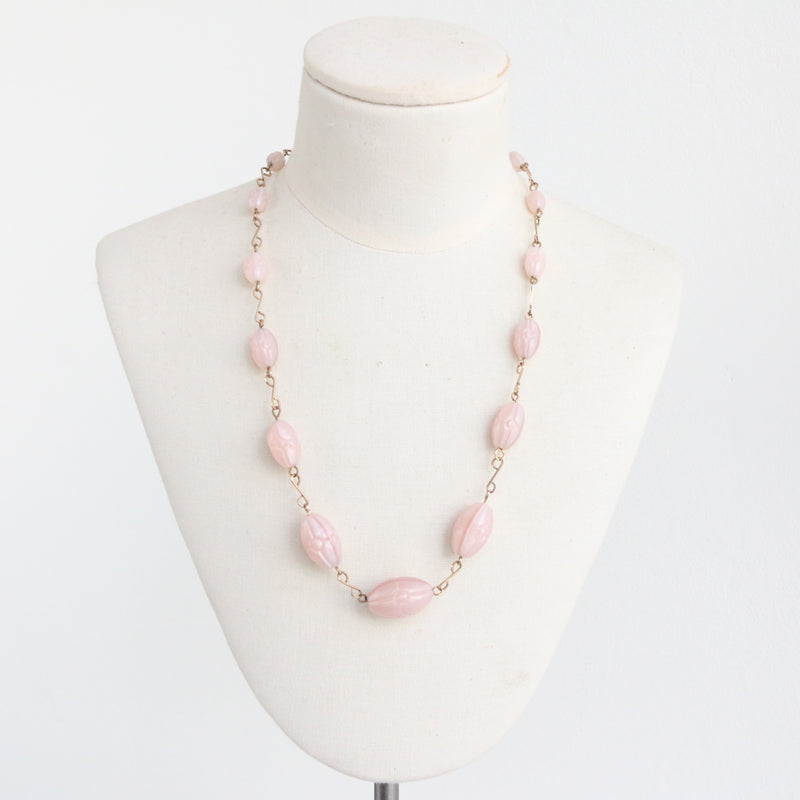 "Pearlescent Pink" Vintage 1940's Pearlescent Glass Bead Necklace