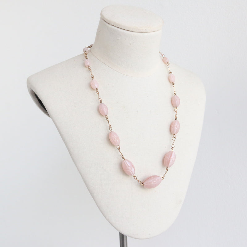 "Pearlescent Pink" Vintage 1940's Pearlescent Glass Bead Necklace