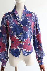 "Tropical Display" Vintage 1940's Floral Blouse UK 12 US 8