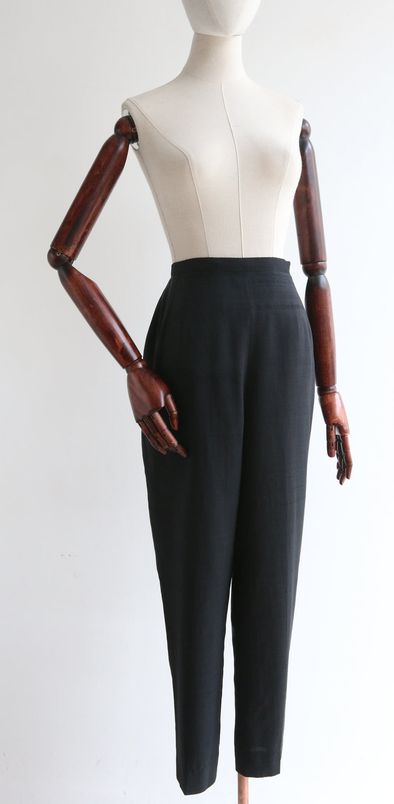 "Classic Silk" Vintage 1960's Black Silk High Rise Trousers UK 10 US 6