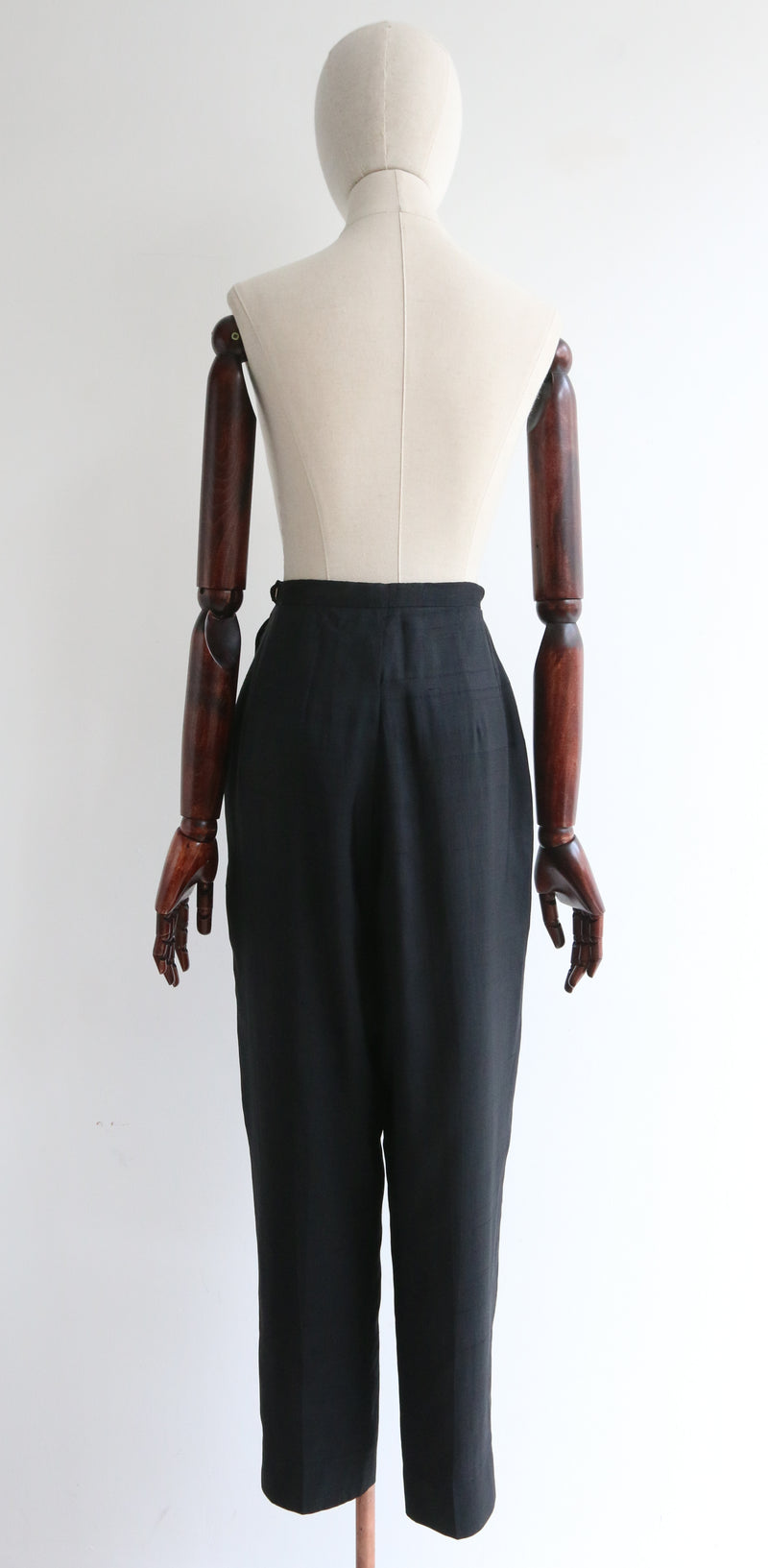 "Classic Silk" Vintage 1960's Black Silk High Rise Trousers UK 10 US 6