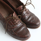 "Rayne" Vintage 1940's Lace-up Brown Leather Heels UK 5 EU 38 US 7