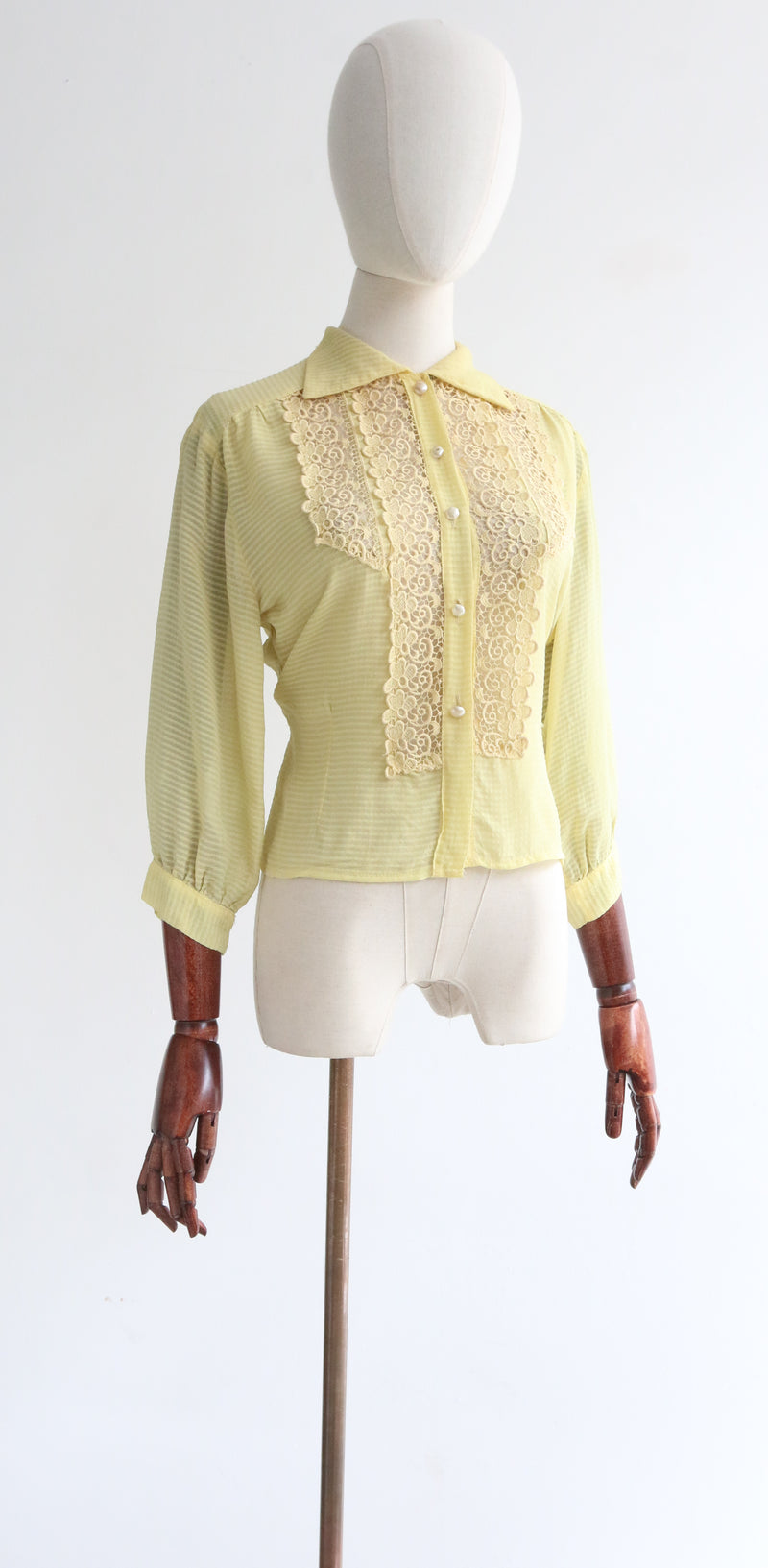 "Yellow Lace" Vintage 1950's Yellow Lace Blouse UK 12 US 8