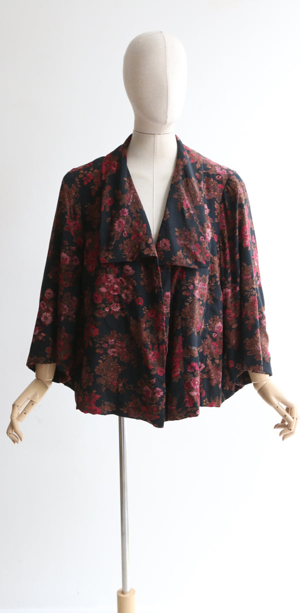 "Stiebel Bouquet" Vintage 1950's Victor Steibel Floral Swing Jacket UK 8-16 US 4-12