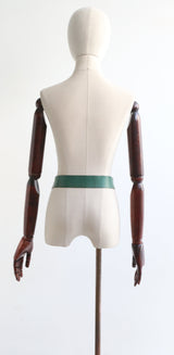 "Forest Green Leather" Vintage 1940's Leather Belt UK 10-12 US 6-8