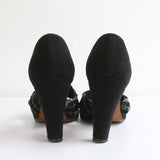 "Braided Suede & Leather" Vintage 1940's Black Suede & Patent Leather Heels UK 3.5 US 5.5 EU 35.5