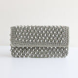 "Statement Silver" Vintage 1960's Lurex & Bead Clutch Bag