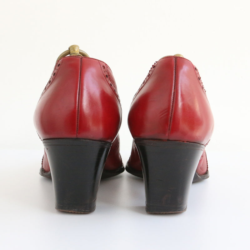 "CC41 Wing Tips" 1940's Red Wing Tip CC41 Heels UK 5 EU 38 US 7