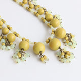 "Green Moonstone" Vintage 1960's Yellow Bead & Green Glass Necklace