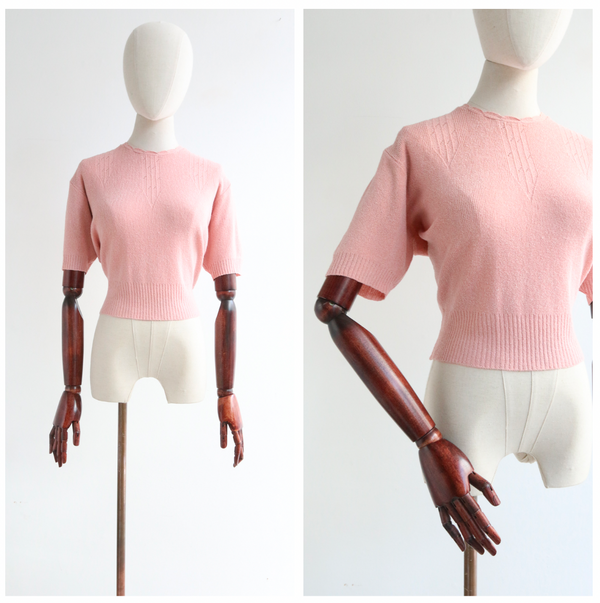 "Pink Sweater" Vintage Late 1940's Baby Pink Sweater UK 14 US 10