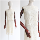 "Suzy Perette" Vintage Late 1950's Cream Lace Dress UK 8 US 4