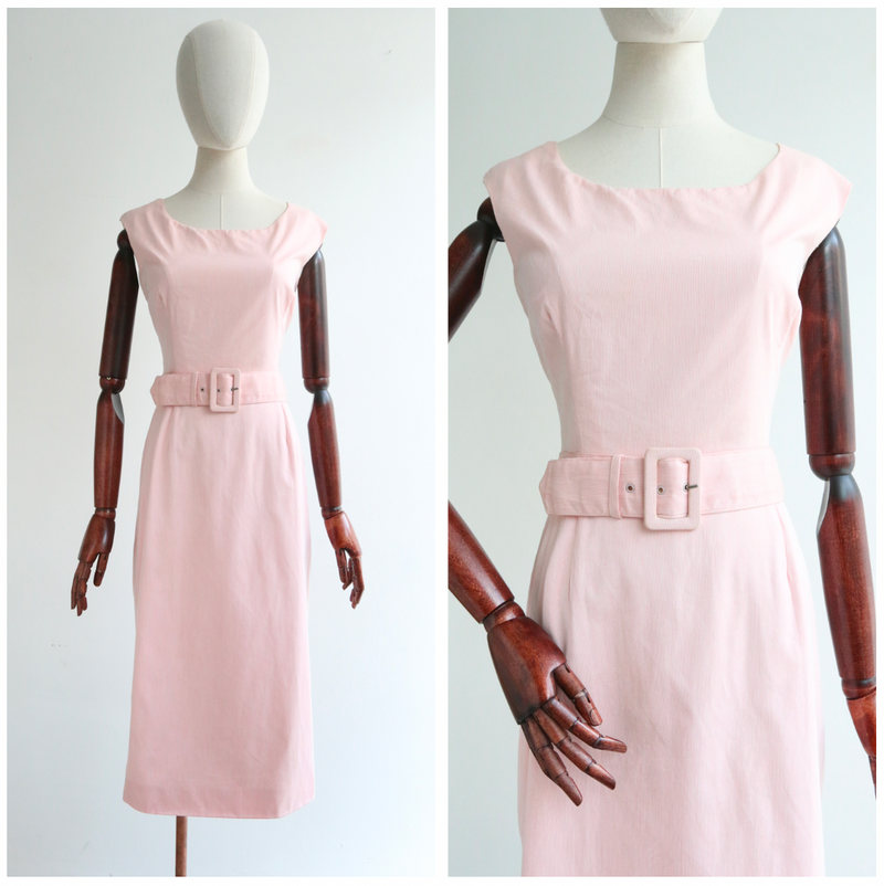 "Soft Pink" Vintage 1950's Soft Pink Cotton Shift Dress UK 10 US 6