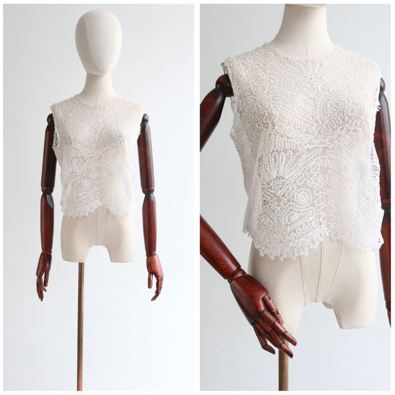 "Ivory Ribbon-work" Vintage 1920's Ivory Ribbon-work Blouse UK 10 US 6
