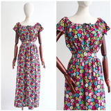 "Neon Daisies" Vintage 1930's Neon Daisy Print Dress UK 10 US 6