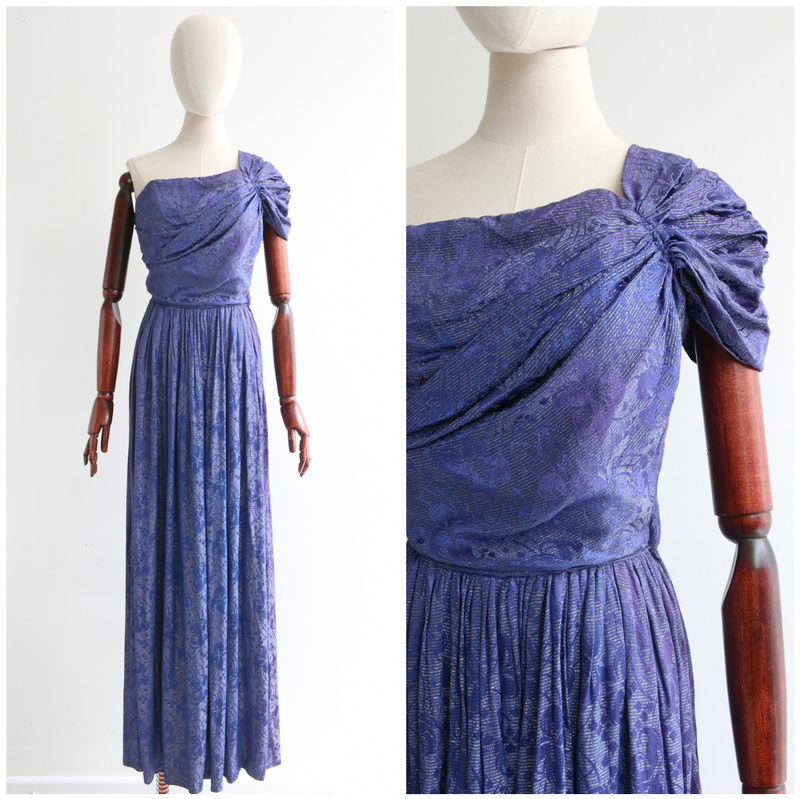 Midnight Lame Vintage 1930 s Midnight Blue Silk Lame Evening Gown UK Willow Hilson Vintage