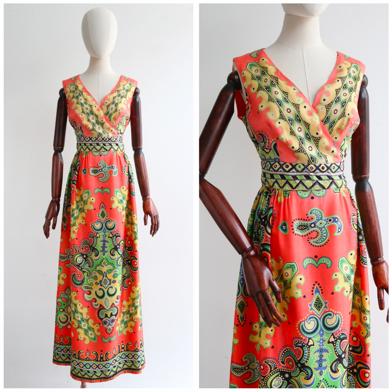 "Orlando" Vintage 1960's Citrus Palette Dress UK 12 US 8