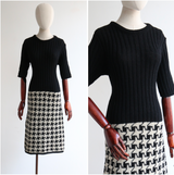 "Dogtooth Knit" Vintage 1960's Dogtooth Knitted Dress UK 12 US 8