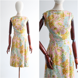 "Silk Floral Fields" Vintage Late 1950's Silk Suzy Perette Dress UK 10 US 6