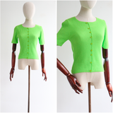 "Lime Knit" Vintage 1960's Lime Green Knitted Blouse UK 10 US 6
