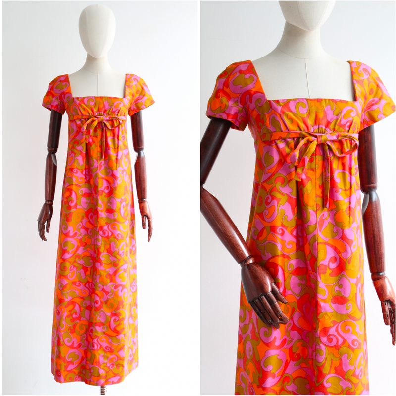 "Tropical Optics" Vintage 1960's Tropical Palette Dress UK 10 US 6