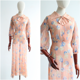 "Blush & Blue Florals" Vintage 1930's Blush Floral Dress UK 8 US 4