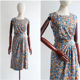 "Silk Pleated Checkers" Vintage 1950's Silk Pleated Check Print Dress UK 12 US 8