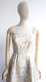 "Lido" Vintage 1960's Gold Brocade Lurex Dress UK 10