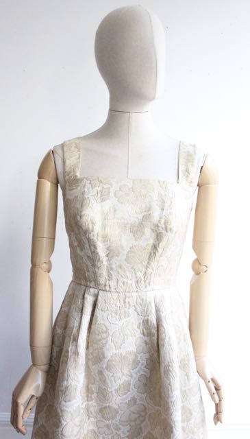 "Lido" Vintage 1960's Gold Brocade Lurex Dress UK 10