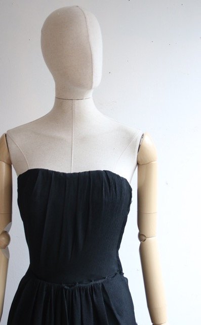Vintage 1950's dress 1950's black dress 1950's wiggle dress 1950's black strapless dress 1950's Frank Usher dress 1950s cocktail UK 10-12
