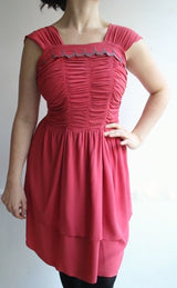 Vintage 1940's dress 1940's crepe silk dress 1940's pink dress 1940's ruched dress 1940's embroidered dress 1940's pink tiered dress UK 12