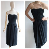 Vintage 1950's dress 1950's black dress 1950's wiggle dress 1950's black strapless dress 1950's Frank Usher dress 1950s cocktail UK 10-12