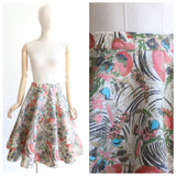 Vintage 1950's skirt vintage 1950s painted felt floral skirt mid century skirt 1950s floral skirt original fifties circle skirt lindy UK 8