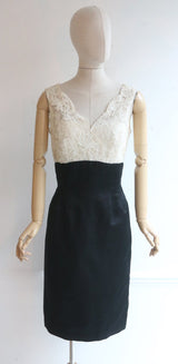 Vintage 1950's dress and jacket set vintage 1950's black satin and lace dress matching jacket silk wiggle dress suit original 50s uk 10-12