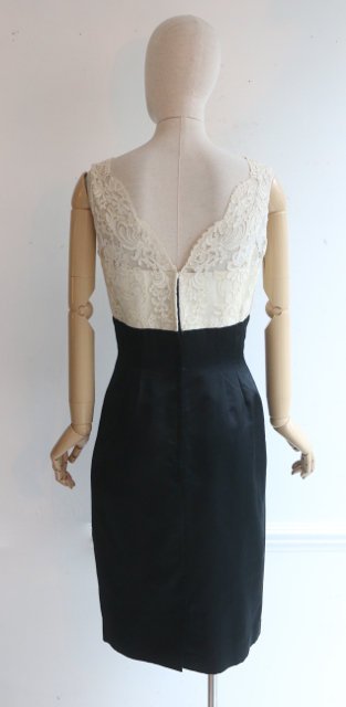 Vintage 1950's dress and jacket set vintage 1950's black satin and lace dress matching jacket silk wiggle dress suit original 50s uk 10-12