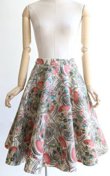 Vintage 1950's skirt vintage 1950s painted felt floral skirt mid century skirt 1950s floral skirt original fifties circle skirt lindy UK 8
