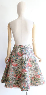 Vintage 1950's skirt vintage 1950s painted felt floral skirt mid century skirt 1950s floral skirt original fifties circle skirt lindy UK 8